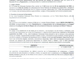 TYA del Sureste se lleva $113.9 millones del Barrio Mágico; constructoras de Chetumal quedan fuera