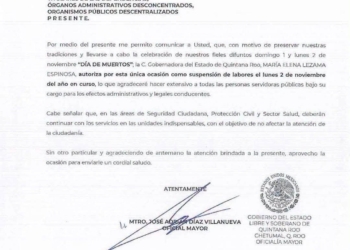 Gobierno de Quintana Roo suspenderá labores el lunes 2 de noviembre por Día de Muertos